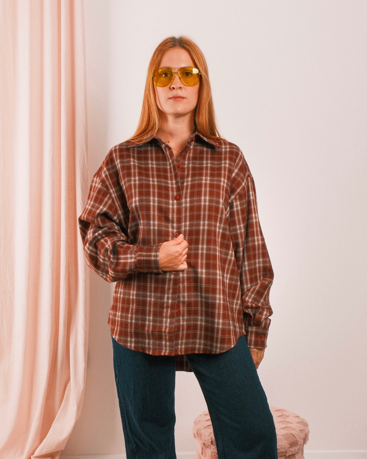 Love Shirt Checked Bordeaux-Cream
