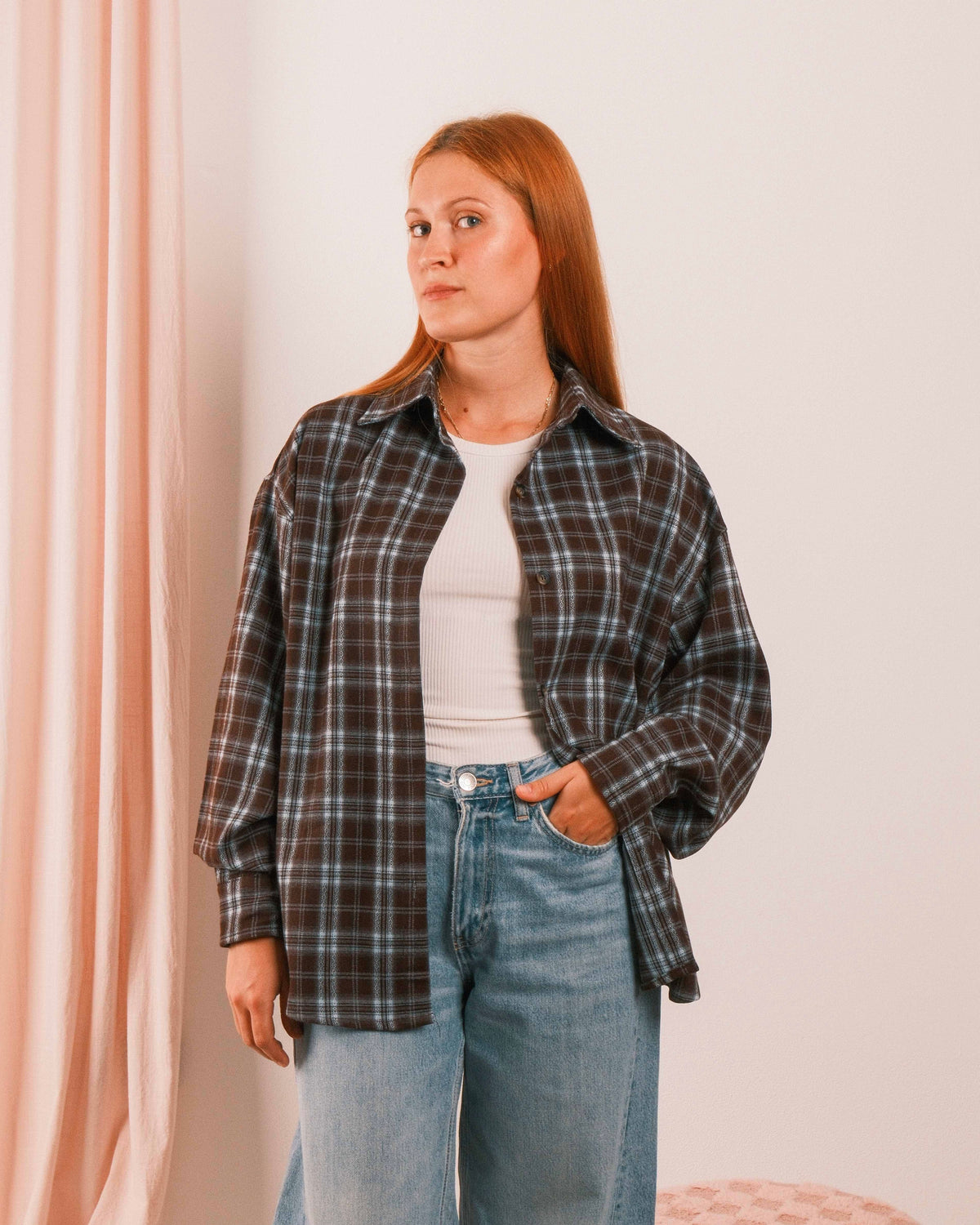 Love Shirt Checked Brown-Light Blue